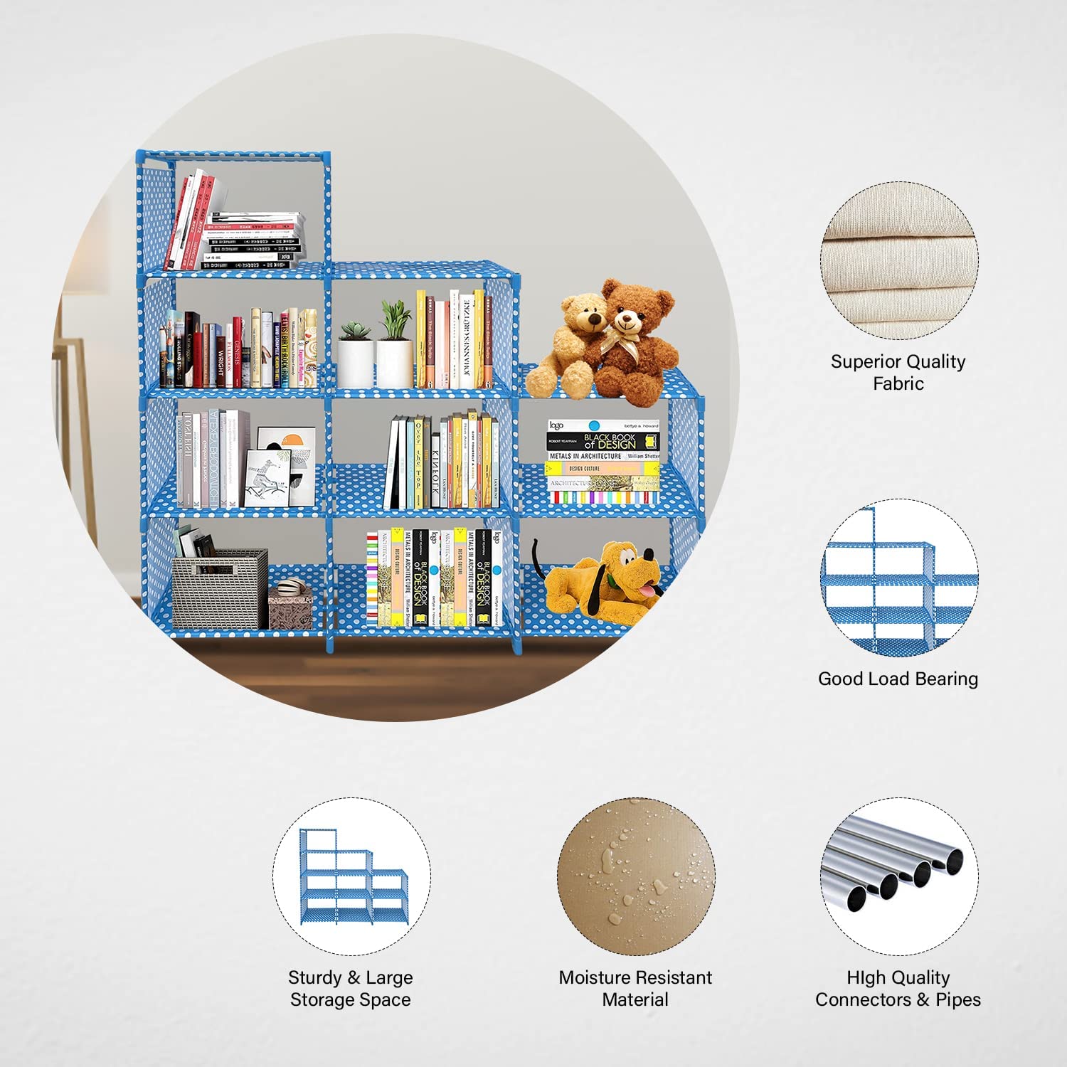 VIKNORT 12-Layer Multipurpose Open Bookself,Bookshelves/Kids Book